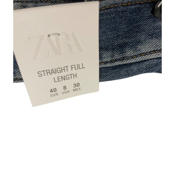 Zara Womens Jeans EU 40 US 8 Straight Leg Full Length Blue Denim 8228/030 NWT - Picture 8 of 11